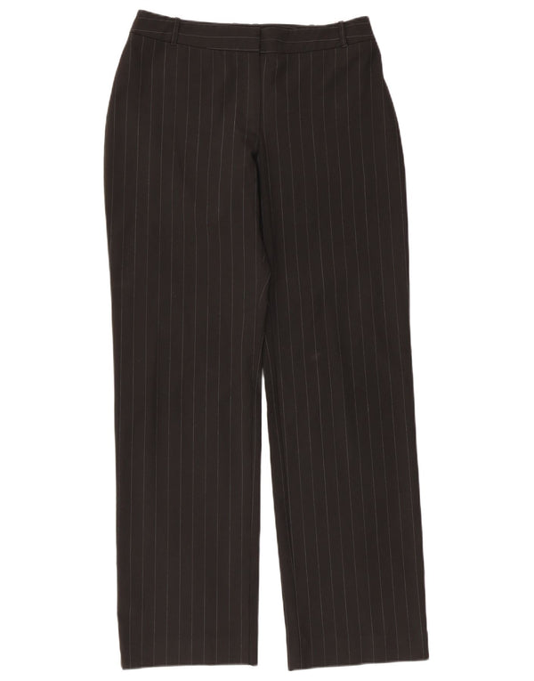 Oasis Pantalones Casuales Rectos para Mujer UK 10 Small W30 L30 Black Pinstripe