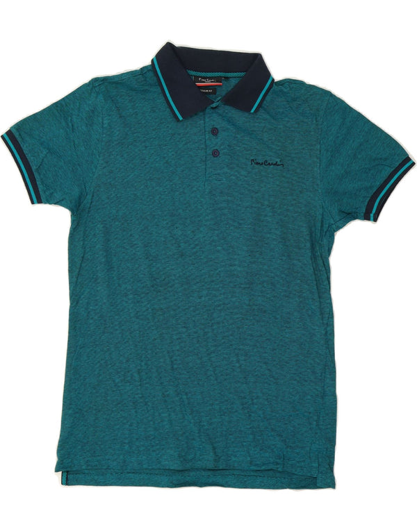 PIERRE CARDIN Mens Regular Fit Polo Shirt Medium Blue Pinstripe Cotton