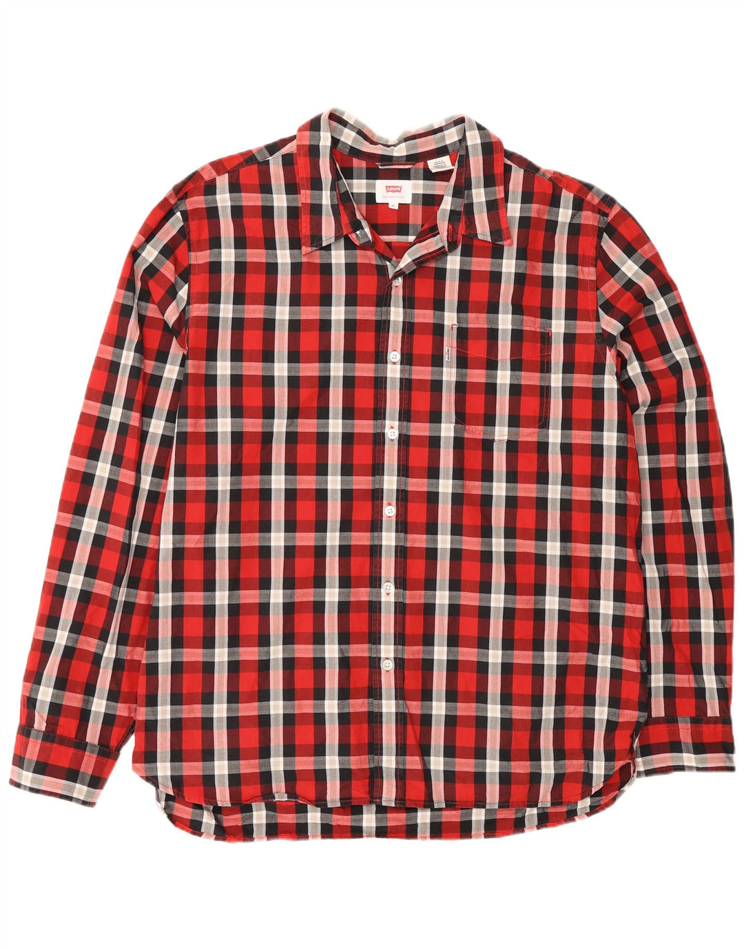 Camisa Levi's Hombre XL Algodón Cuadros Rojos
