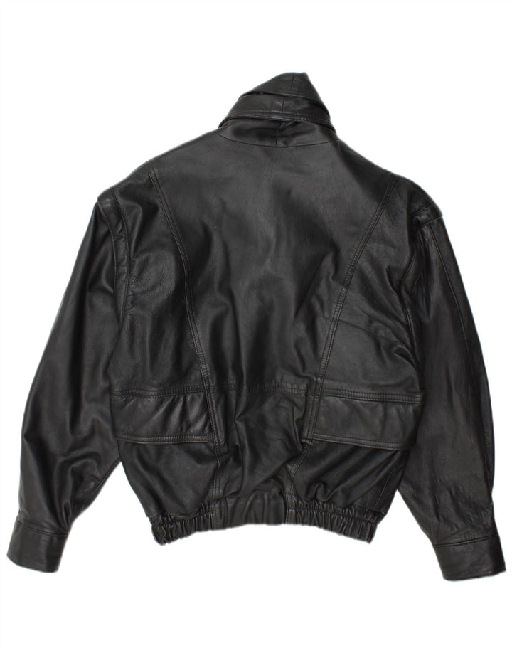 Vintage chaqueta de cuero para hombre Reino Unido 38 cuero negro medio