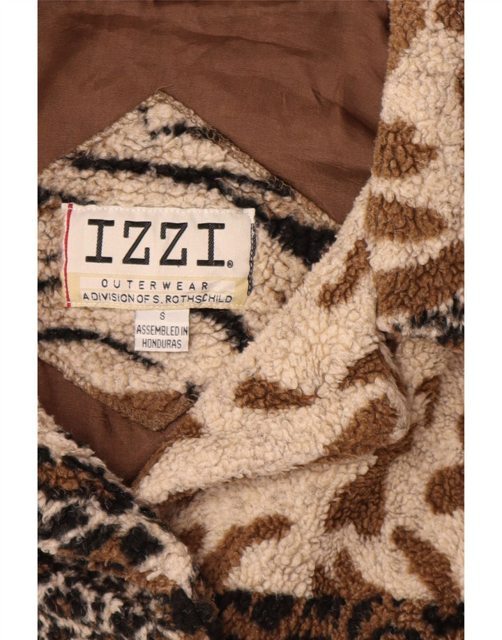 IZZI Chaqueta polar extragrande para mujer UK 10 Small Brown Animal Print Acrílico