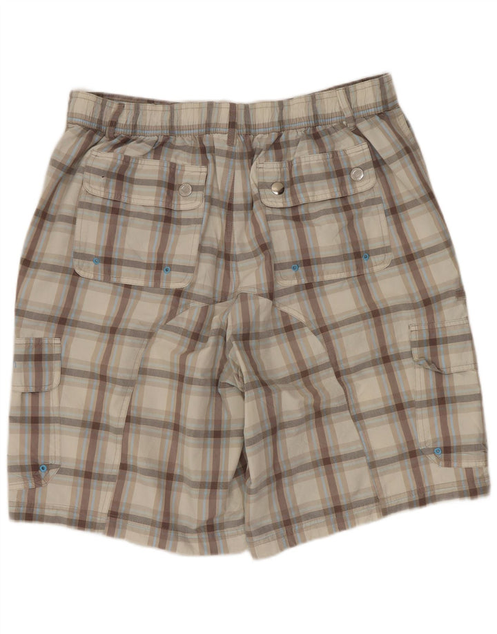 CALVIN KLEIN Shorts cargo para hombre grande W34 Algodón a cuadros beige