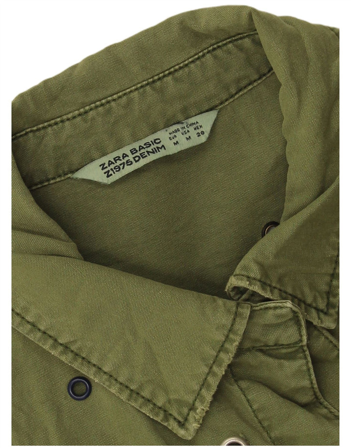 Zara Mujer Chaqueta Utilitaria Militar De Gran Tamaño UK 14 Medium Khaki