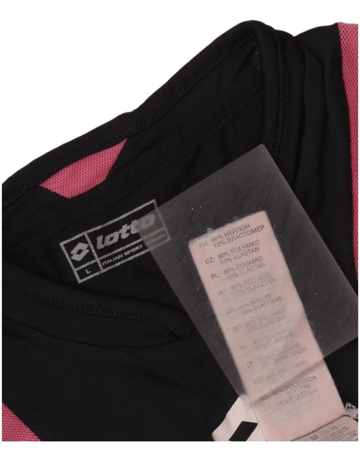 LOTTO Camiseta para mujer Top UK 44 Large Negro Colorblock Poliamida