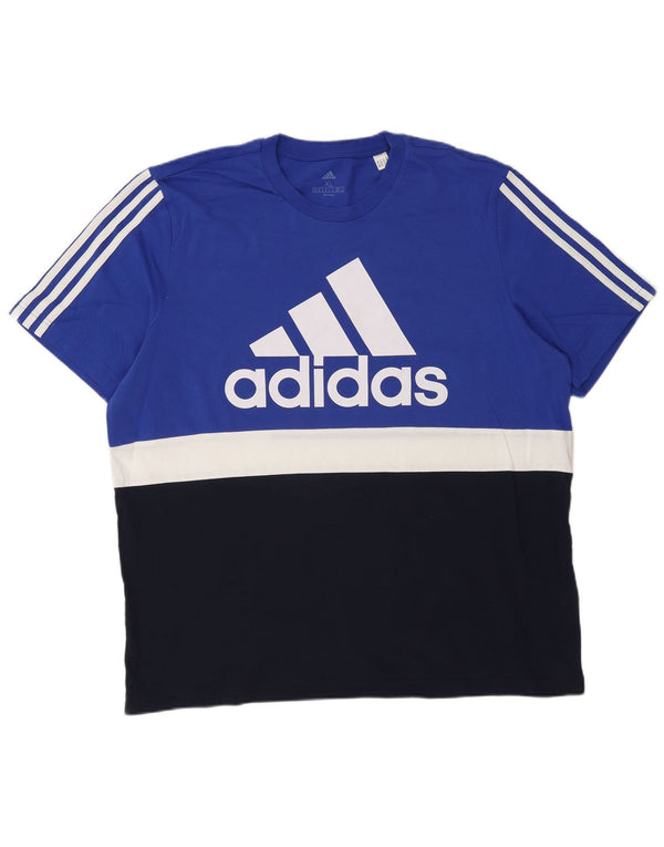 Adidas Hombre Camiseta Gráfica Top XL Azul Colorblock