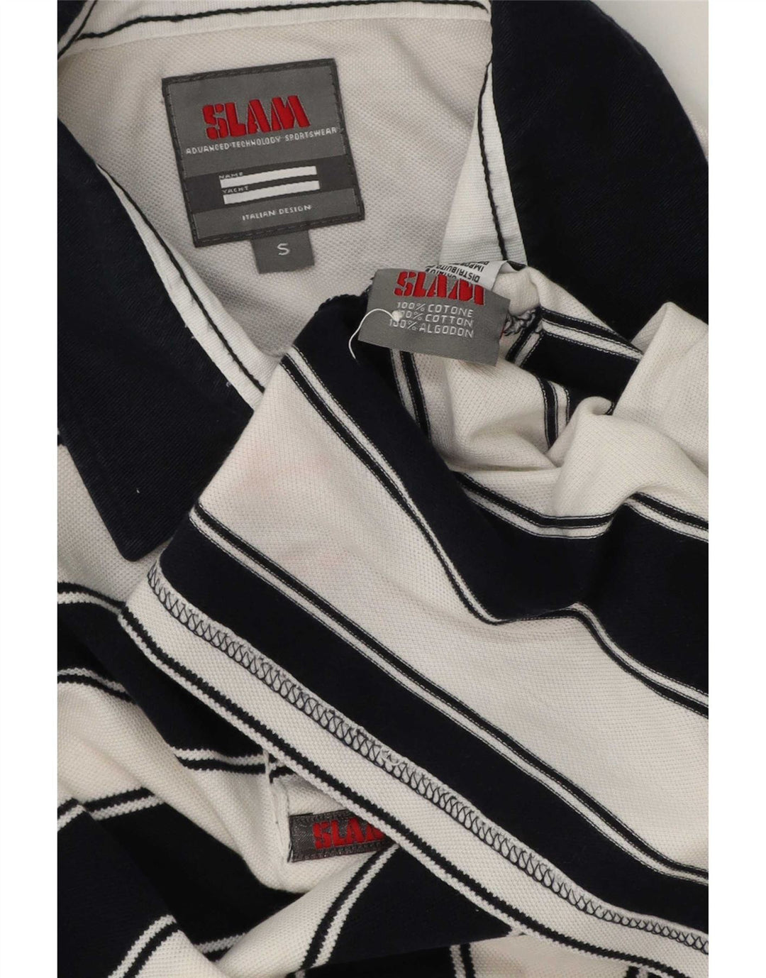 Slam Polo De Hombre De Algodón A Rayas Blanco Pequeño
