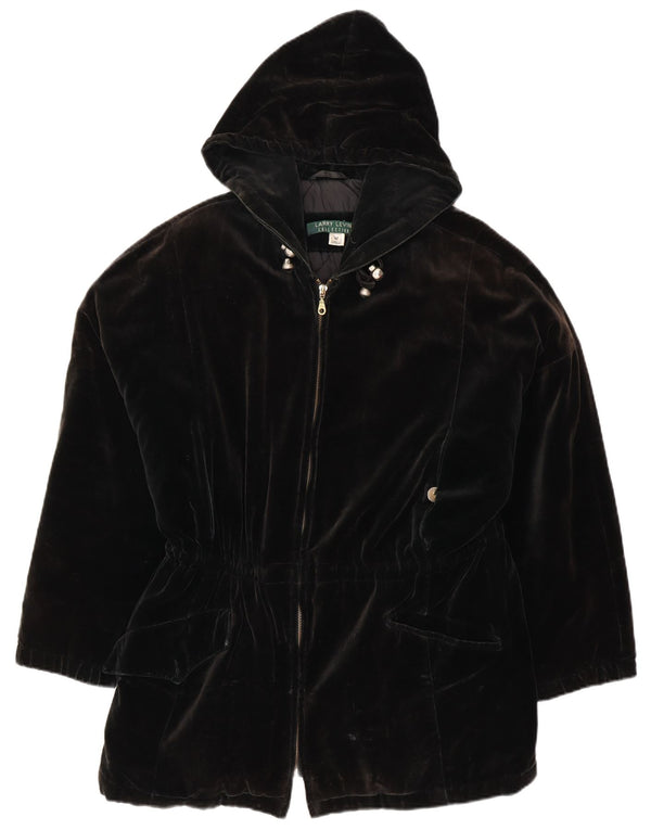 LARRY LEVINE Chaqueta cortavientos holgada con capucha para mujer UK 40 Medium Black