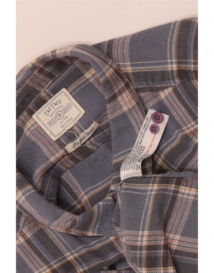Camisa de franela para mujer Fat Face UK 40 Algodón a cuadros azul mediano