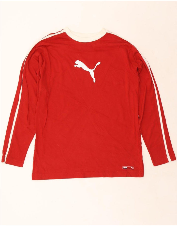 PUMA Top gráfico de manga larga con bloques de color rojo medio para hombre