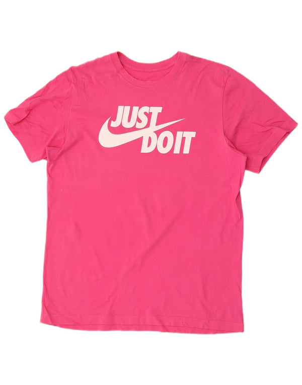 NIKE Camiseta gráfica para hombre Top grande de algodón rosa