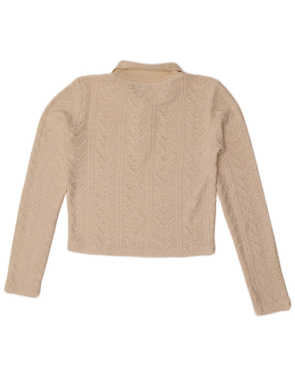 Zara Mujer Crop Polo Neck Jumper Sweater UK 12 Medium Off White
