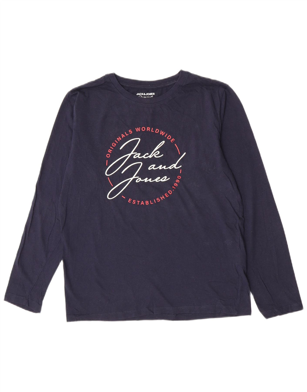 Jack & Jones Hombre Graphic Top Manga Larga Pequeño Algodón Azul Marino