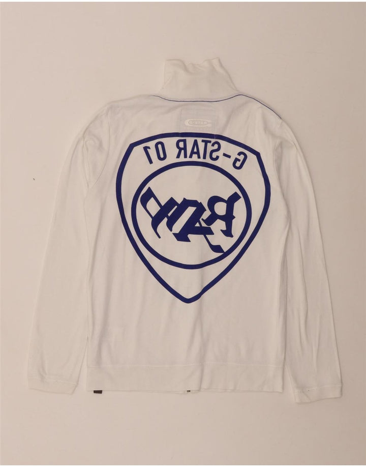 G-STAR Chaqueta superior de chándal con gráfico para mujer UK 10 Small White Cotton