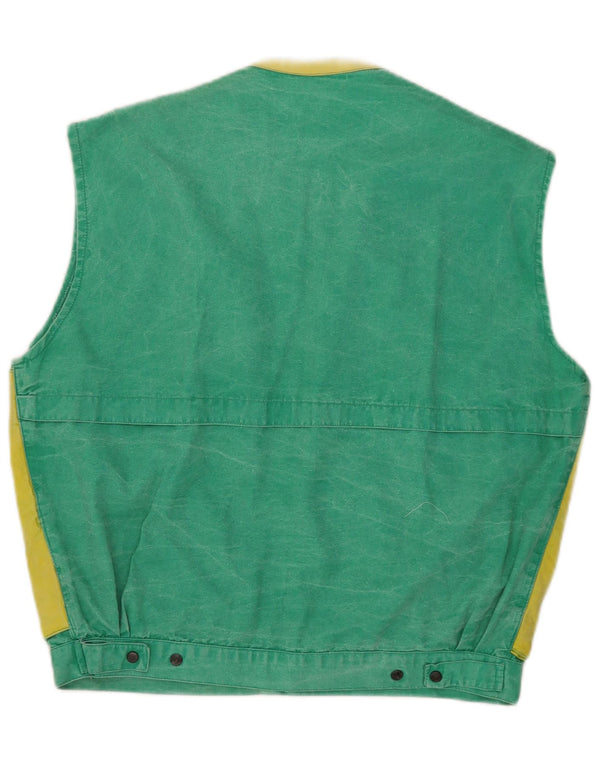 Zip Mens Utility Gilet UK 36 Pequeño Verde Colorblock Algodón