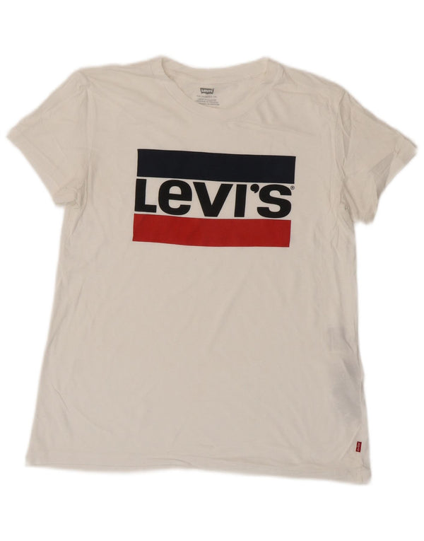 LEVI'S Camiseta gráfica extragrande para mujer UK 6 XS Algodón blanco