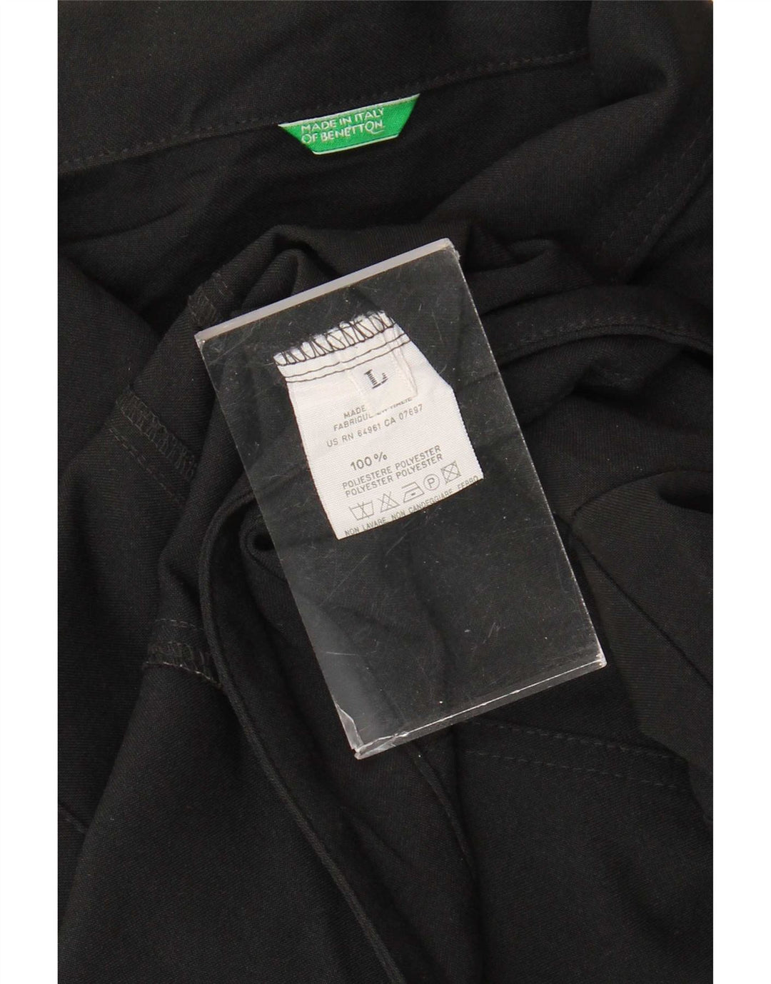 Benetton Chaqueta Bomber Corta para Mujer UK 44 Grande Poliéster Negro