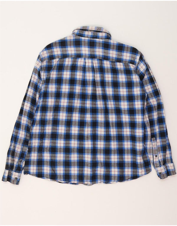 EDDIE BAUER Camisa de franela de corte clásico para hombre XL Algodón a cuadros azules