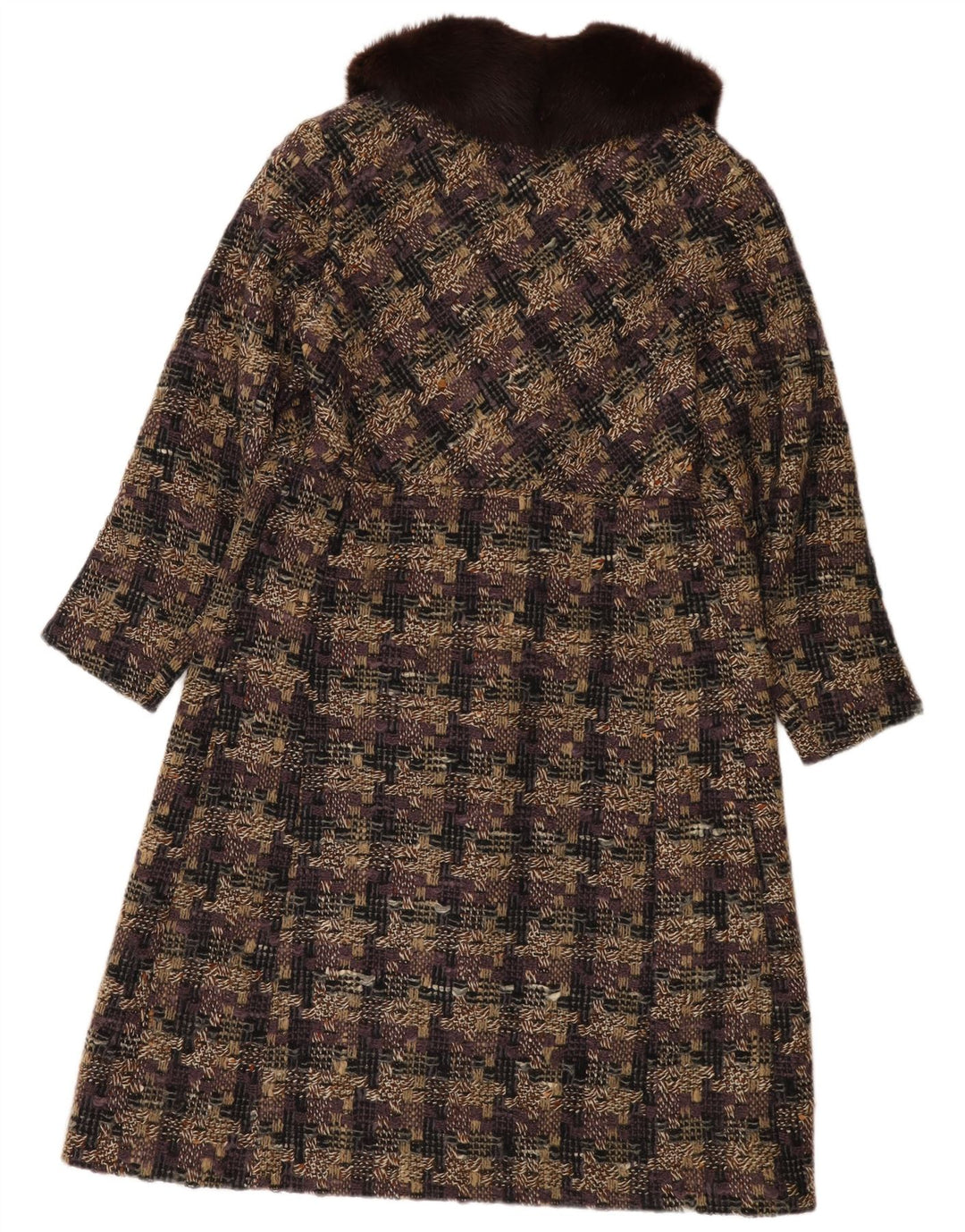 VINTAGE Abrigo de mujer Reino Unido 14 Cheque multicolor medio