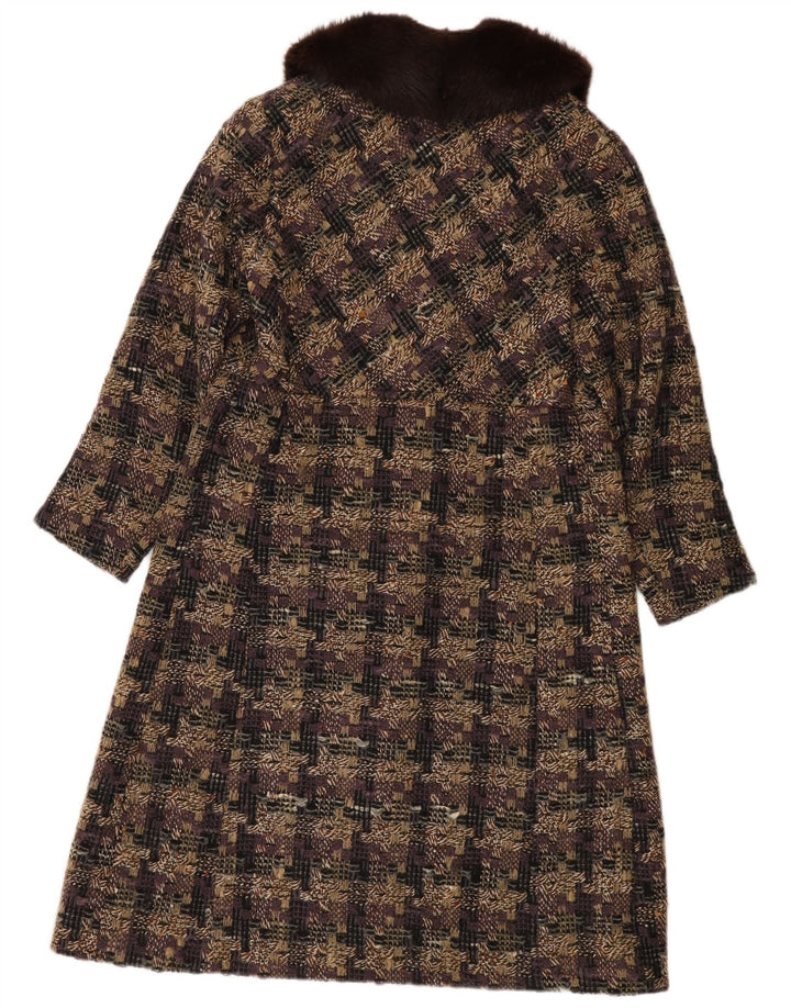 VINTAGE Abrigo de mujer Reino Unido 14 Cheque multicolor medio