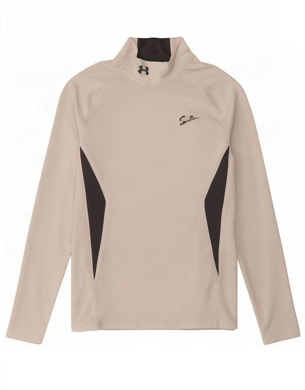 Under Armour Cold Gear Top de manga larga para hombre, color blanco pequeño, color block