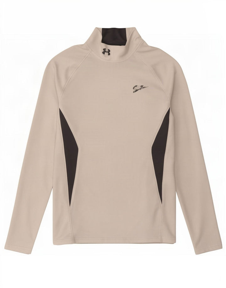 Under Armour Cold Gear Top de manga larga para hombre, color blanco pequeño, color block