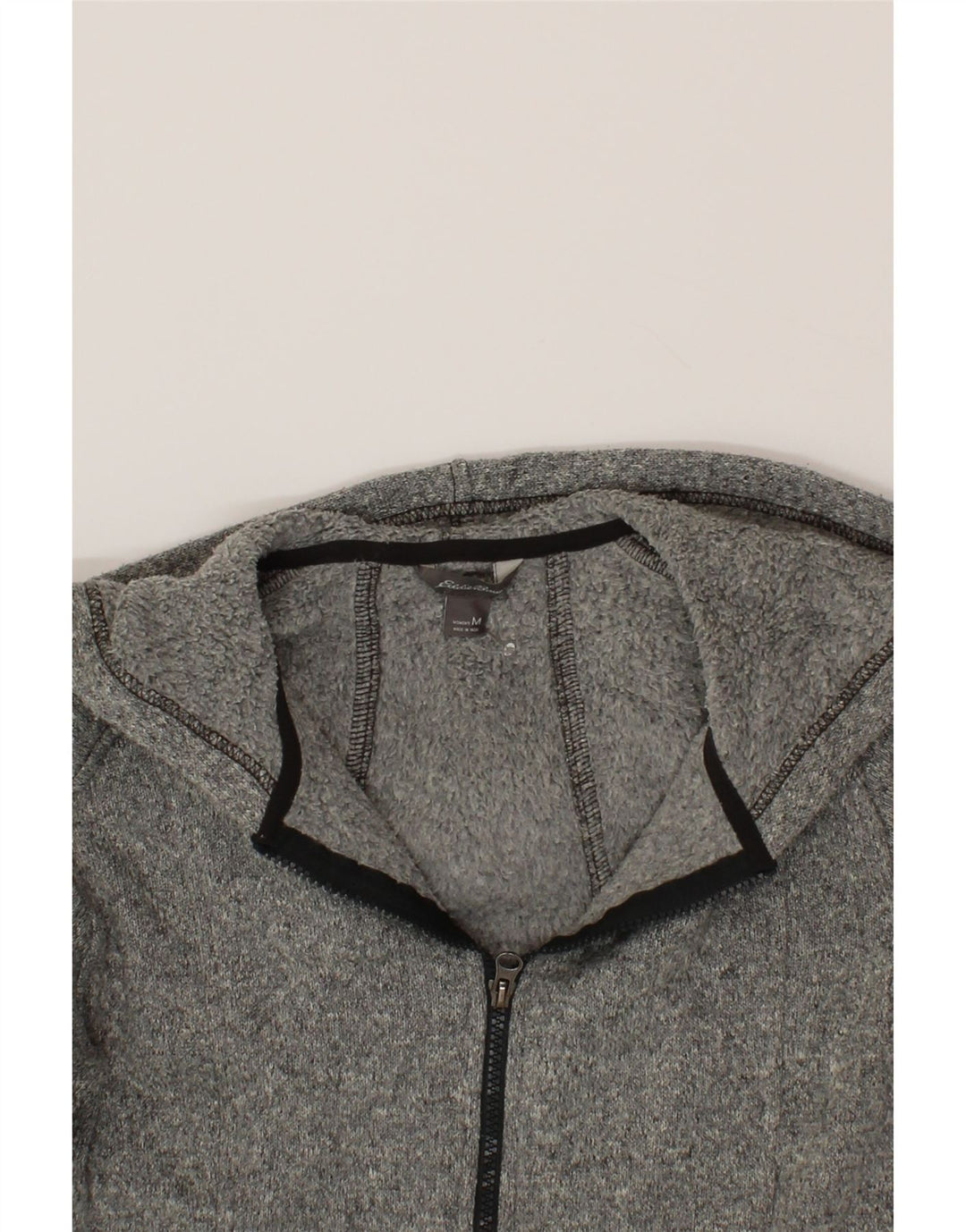 EDDIE BAUER Womens Zip Hoodie Sweater UK 12 Medium Grey Flecked Polyester Vintage Eddie Bauer and Second-Hand Eddie Bauer from Messina Hembry 
