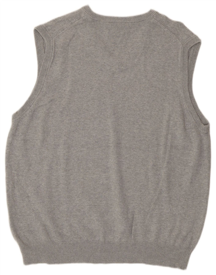 Marks & Spencer Camiseta sin mangas con cuello en V para hombre, color azul, talla grande, gris
