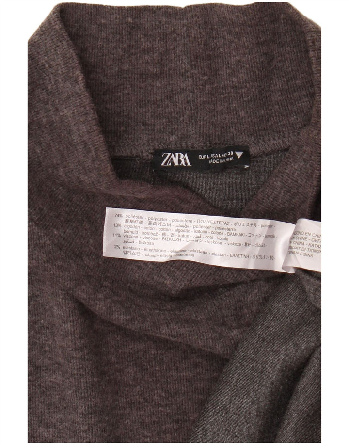 Zara Vestido tipo jersey de manga 3/4 para mujer UK 46 Grande Poliéster marrón