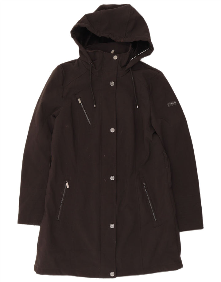 Dkny Parka con capucha para mujer UK 12 Mediana Poliéster negro