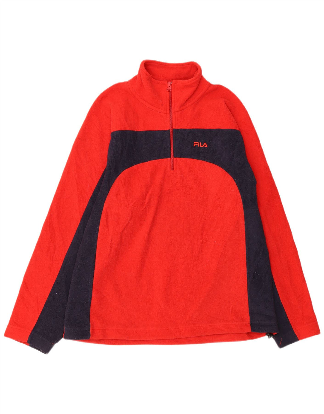Fila Hombre Zip Neck Fleece Jumper Large Rojo Colorblock