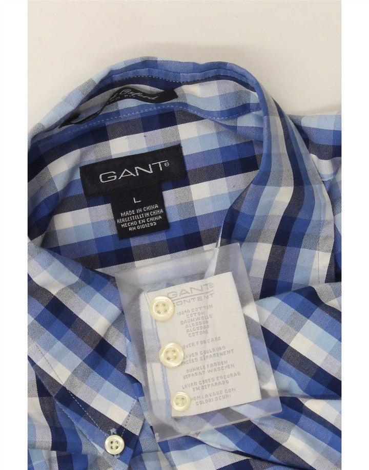 Camisa Gant Hombre Large Blue Check Cotton