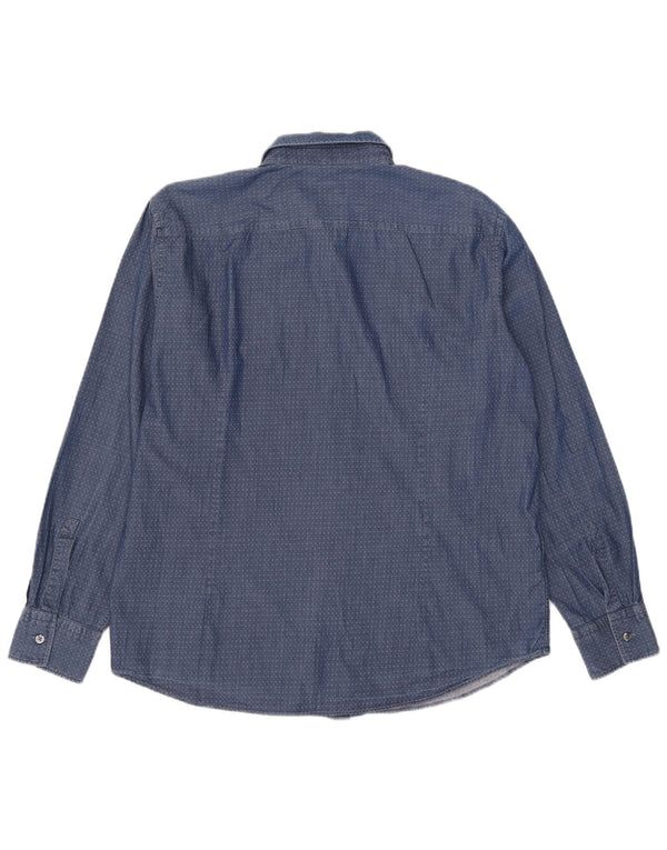 Hugo Boss Camisa ajustada para hombre 2XL Algodón azul Argyle/Diamond
