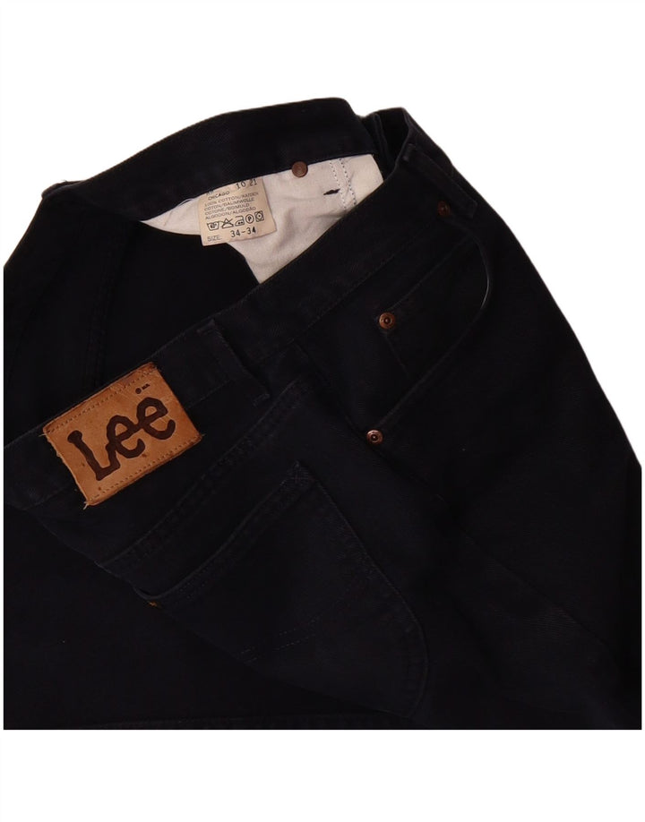 LEE Mens Straight Jeans W34 L30 Navy Blue Cotton