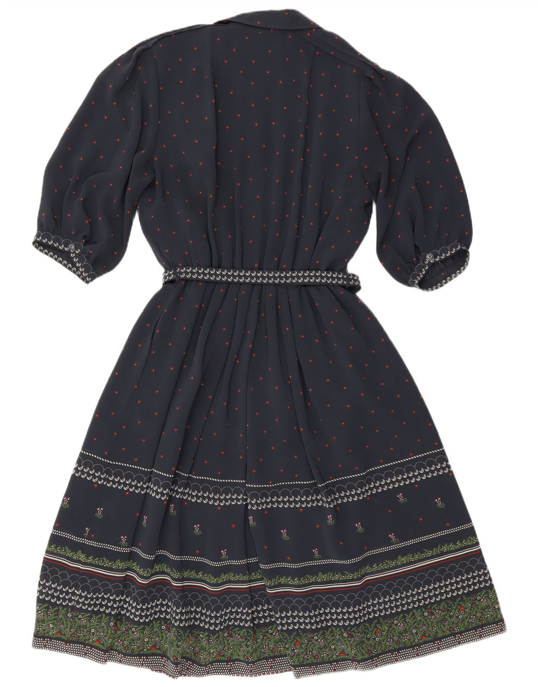 RALPH Vestido acampanado de manga 3/4 para mujer EU 46 XL Poliéster floral azul marino