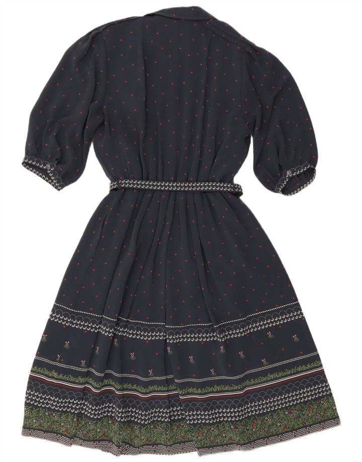 RALPH Vestido acampanado de manga 3/4 para mujer EU 46 XL Poliéster floral azul marino