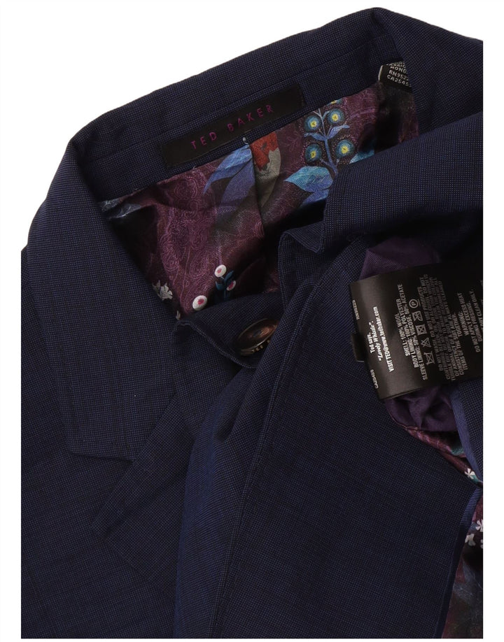 Ted Baker Chaqueta tipo blazer de 2 botones para hombre UK 44 2XL Lana azul marino