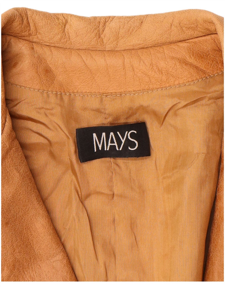 MAYS Womens Leather Jacket IT 42 Medium Beige Leather