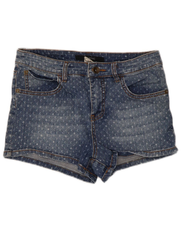 Shorts De Mezclilla Billabong Mujer W28 Algodón Con Manchas Azul Medio