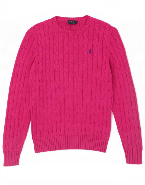 Polo Ralph Lauren Jersey de cuello redondo para mujer UK 12 Algodón rosa medio