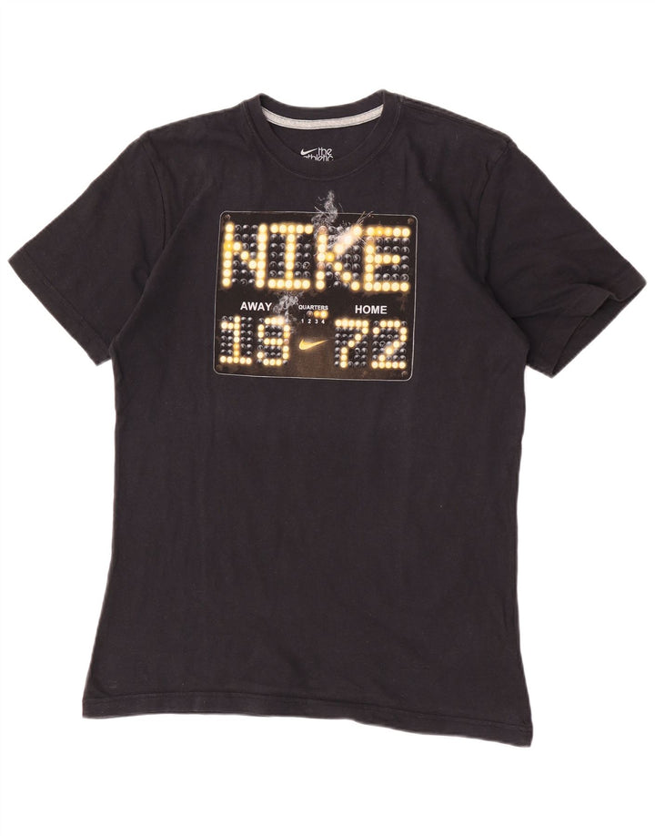 Nike Camiseta con gráfico de corte regular para hombre, talla mediana, algodón negro