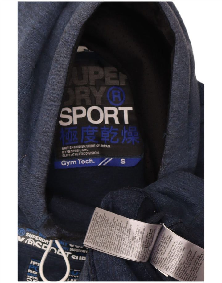 Superdry Jersey con capucha gráfica para hombre, talla pequeña, poliéster azul marino