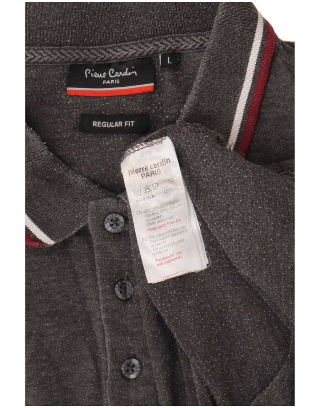 Pierre Cardin Polo de corte regular para hombre de algodón gris grande
