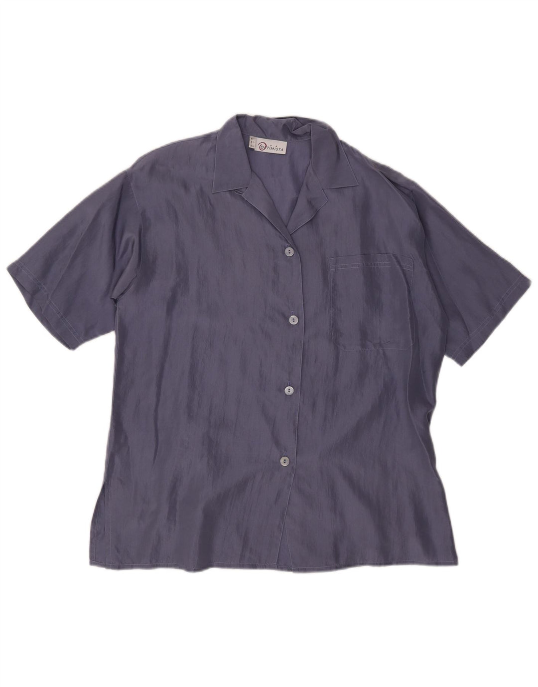 Blusa vintage de manga corta para mujer IT 42 Seda azul marino mediana