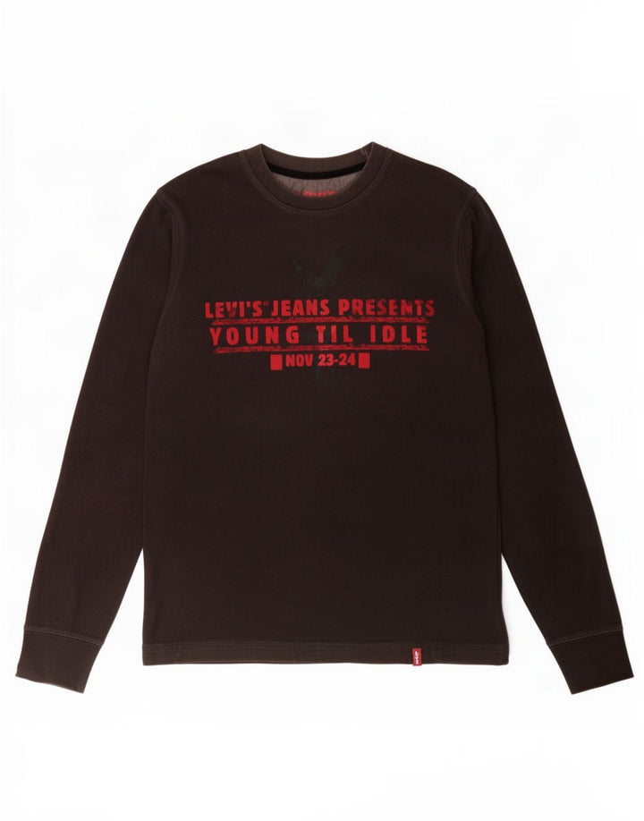 Levi's Mens Graphic Top Manga Larga Pequeño Algodón Negro