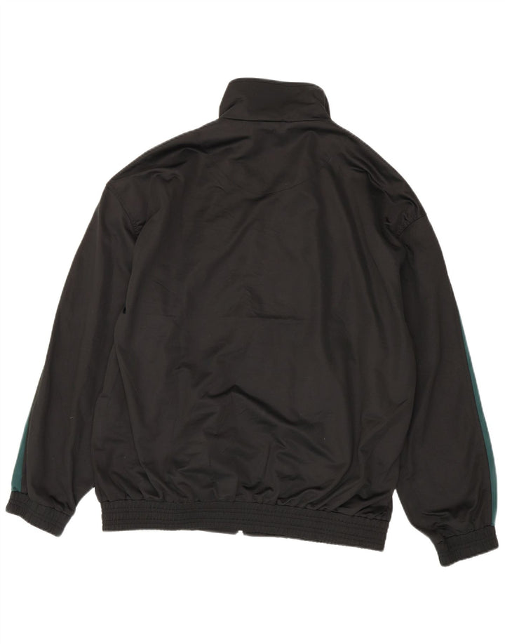 Vintage hombres chándal top chaqueta grande negro colorblock poliéster