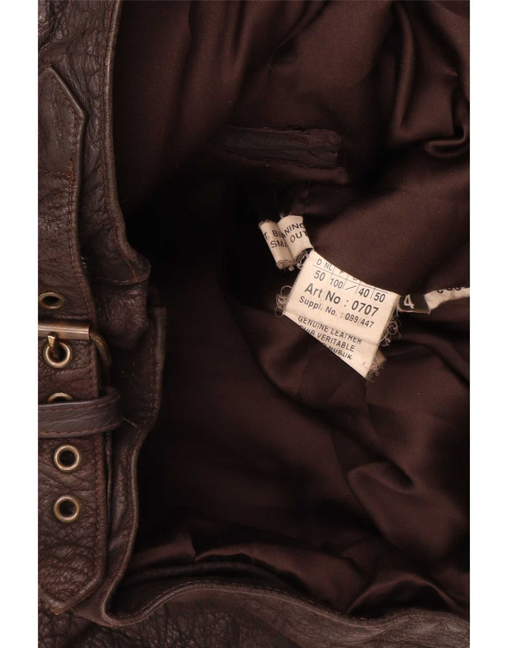 Chaqueta de cuero vintage para hombre IT 50 marrón grande