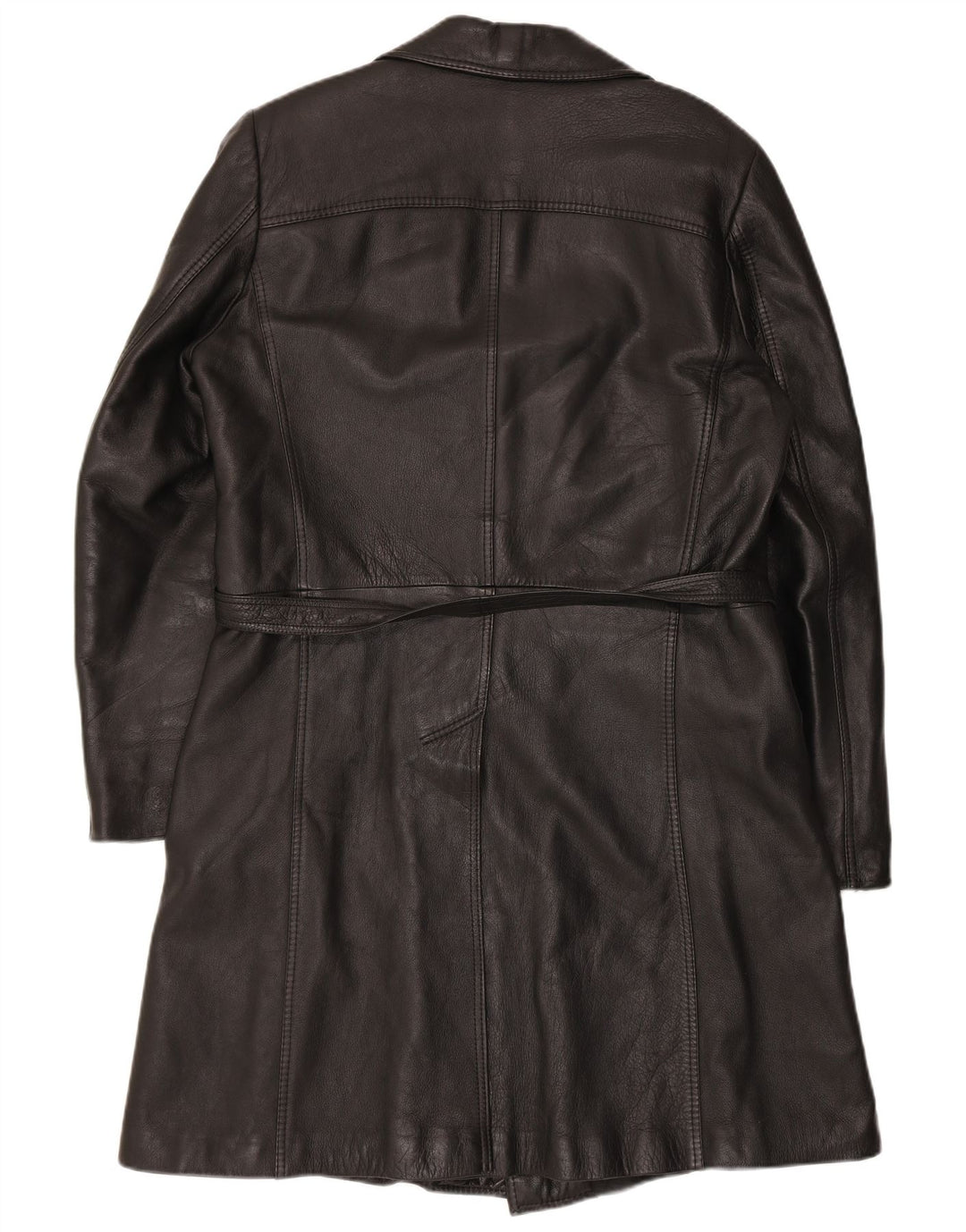 Vintage hombres doble pecho cuero abrigo Reino Unido 38 medio negro