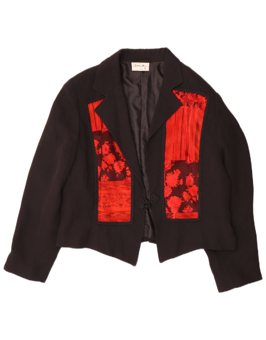 Dorette Chaqueta tipo blazer corta con 1 botón para mujer IT 42 Medium Black Floral