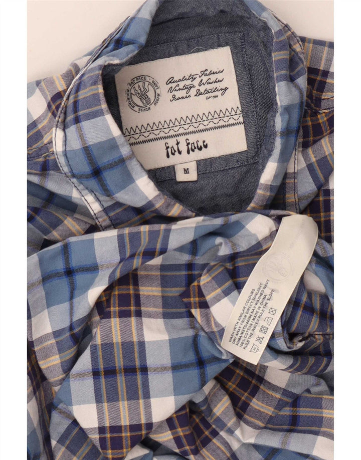 Camisa de hombre Fat Face de algodón a cuadros azul medio