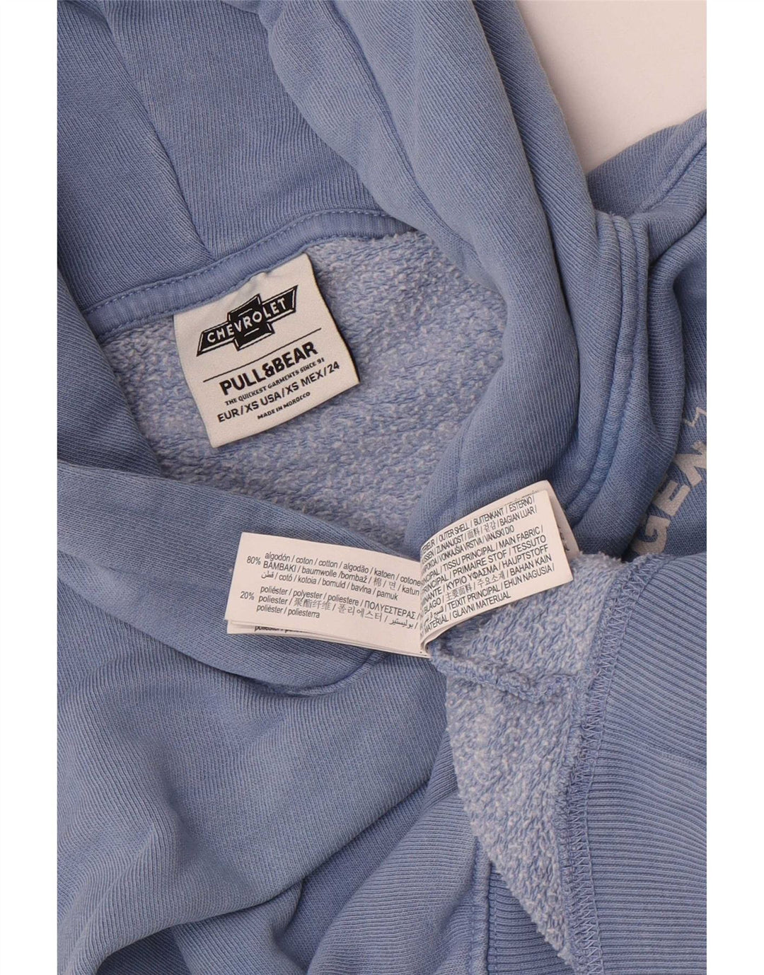 Pull & Bear Jersey con capucha extragrande gráfico para mujer Reino Unido 6 XS Algodón azul